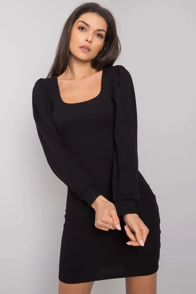 Dámské RUE PARIS Černé šaty s dlouhým rukávem FPrice