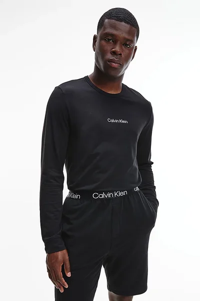 Pánské tričko s dlouhým rukávem YN67M - UB1 - Černá - Calvin Klein