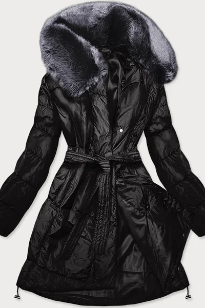 Zimní kabát s kožešinou a páskem od Ann Gissy