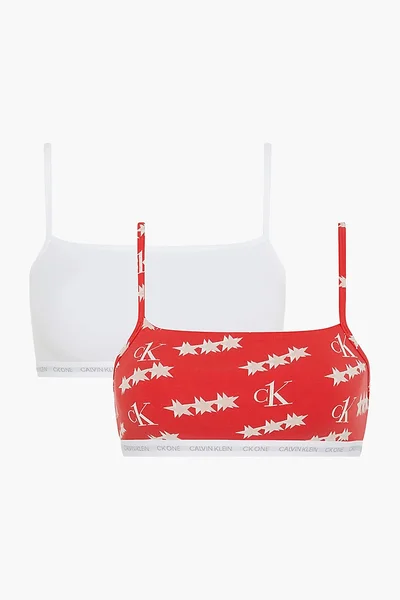 Podprsenka dámská bralettka 2 pack 8Z6 - W5H - Červená, Bílá - Calvin Klein