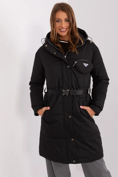 Černá bunda na zimu s kapucí - FPrice NM-KR-TR510
