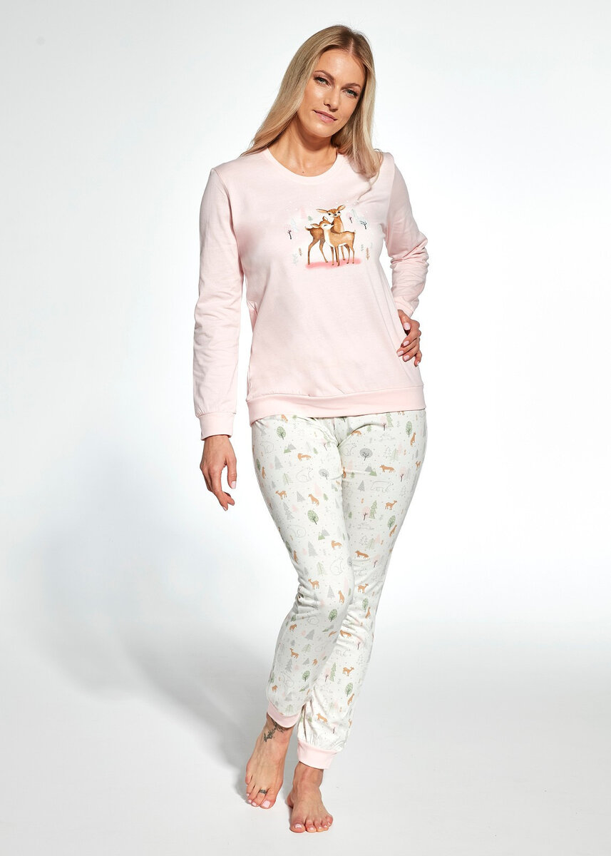 Růžové pohodlné pyžamo Cornette Fall pro ženy, ecru-pink XXL i384_96071611