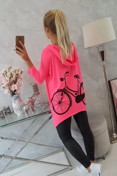 Dámská neonová cyklo mikina s kapucí K-Fashion