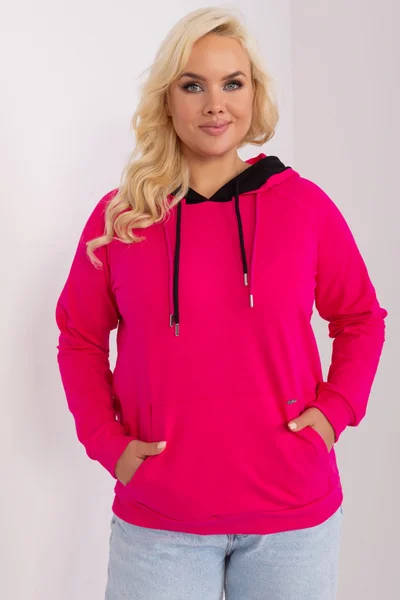 Růžová plus size mikina s kapsou - FPrice