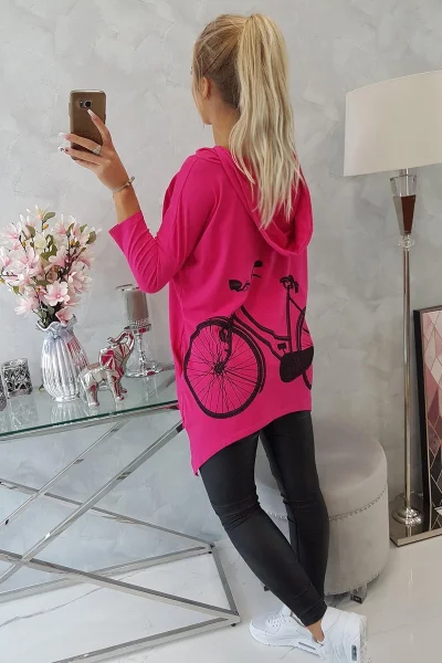 Dámská fuchsiová mikina s cyklo motivem K-Fashion