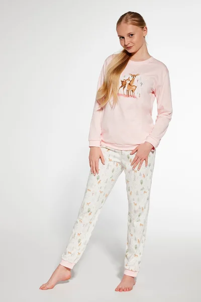 Růžové dívčí pyžamo s potiskem a vzorem