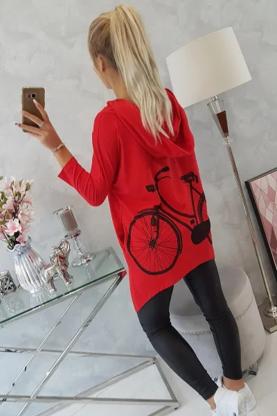 Dámská cyklo mikina s kapucí červená K-Fashion