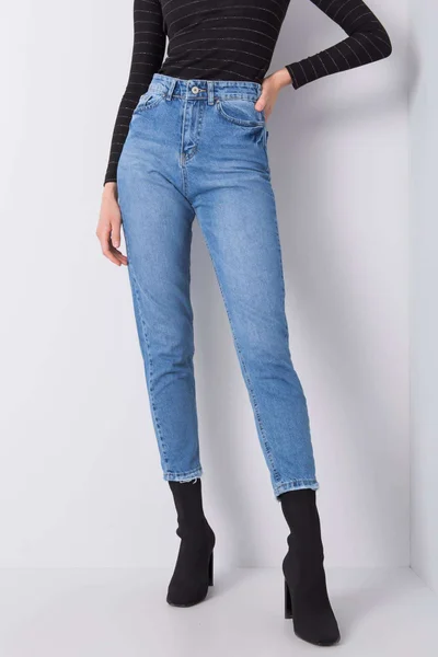 RUE PARIS Modré dámské džíny s vysokým pasem FPrice