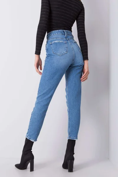 RUE PARIS Modré dámské džíny s vysokým pasem FPrice