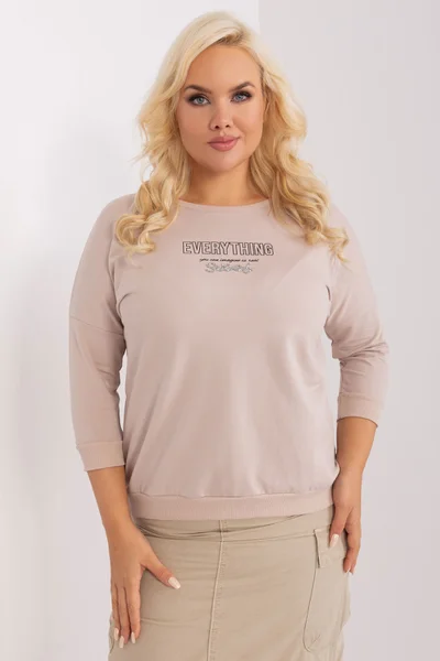 Beige Plus Size Dámská Bavlněná Halenka FPrice