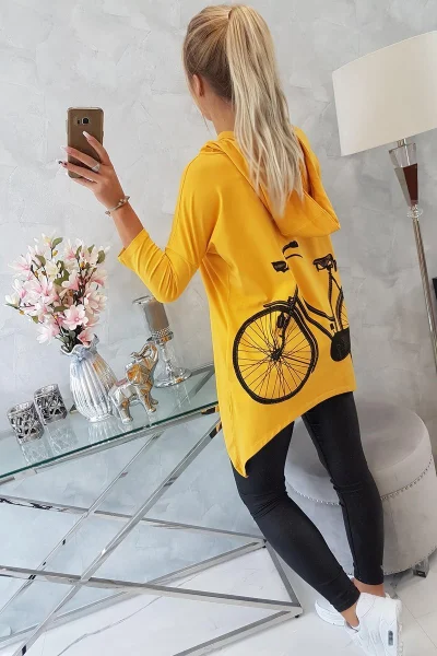 Dámská cyklo mikina s kapucí K-Fashion hořčicová