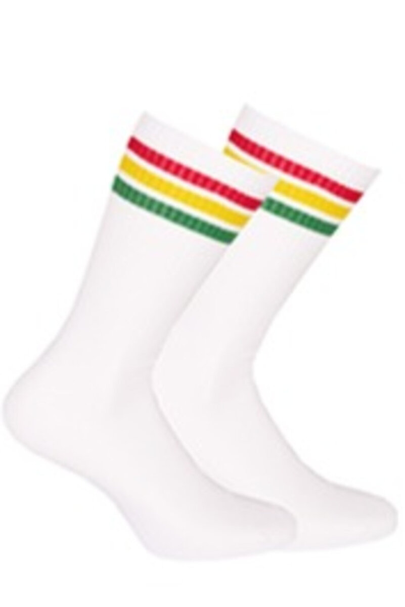 Pruhované bavlněné ponožky pro mládež od značky Wola, bíločervený 42-44 i170_W0402N966028W71