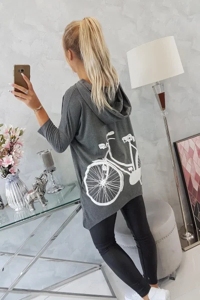 Dámská cyklo mikina s kapucí graphite melange K-Fashion