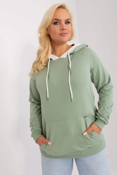 Základní plus size dámská mikina Pistachio FPrice