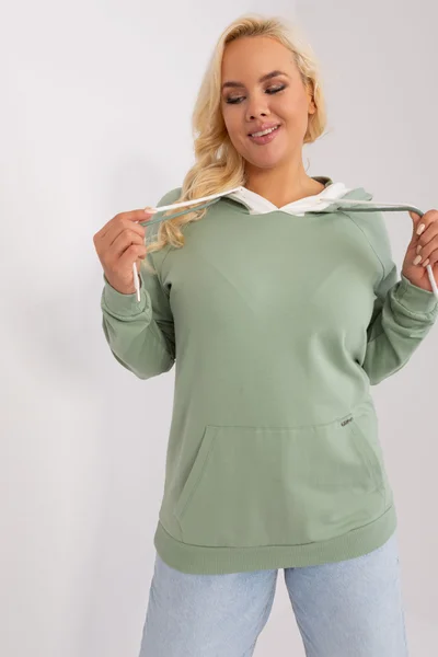 Základní plus size dámská mikina Pistachio FPrice