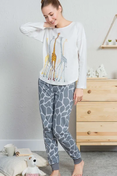 Pyžamo pro ženy dlouhé Žirafy Vienetta Secret