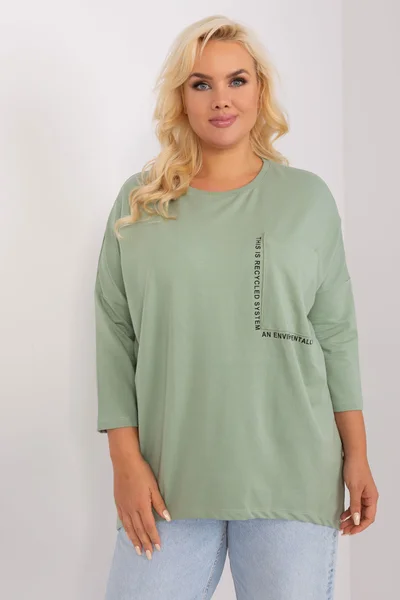 Zelená pistáciová dámská halenka plus size FPrice