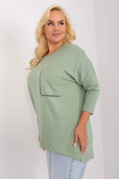 Zelená pistáciová dámská halenka plus size FPrice