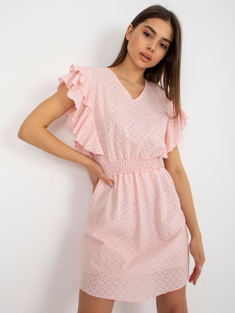 Růžové dámské šaty FPrice s elegantním střihem, 36 i523_2016103360291