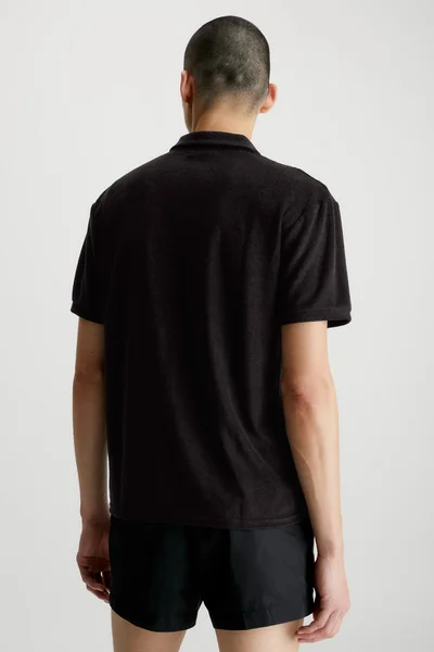 Černá pánská košile s polo límečkem a signovanou páskou - Calvin Klein