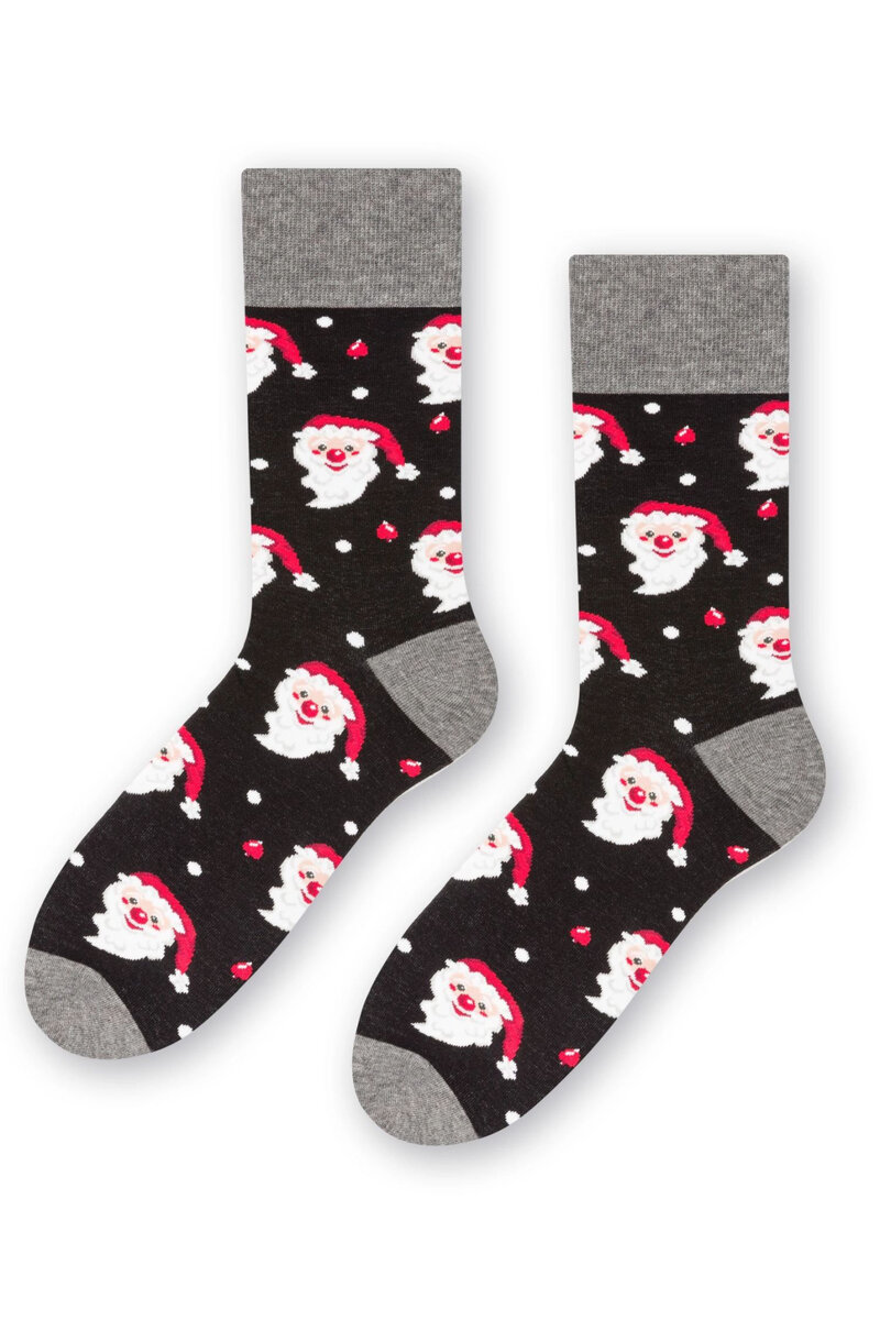 Teplé vánoční froté ponožky Steven - černé, černá 44/46 i41_9999930215_2:černá_3:44/46_