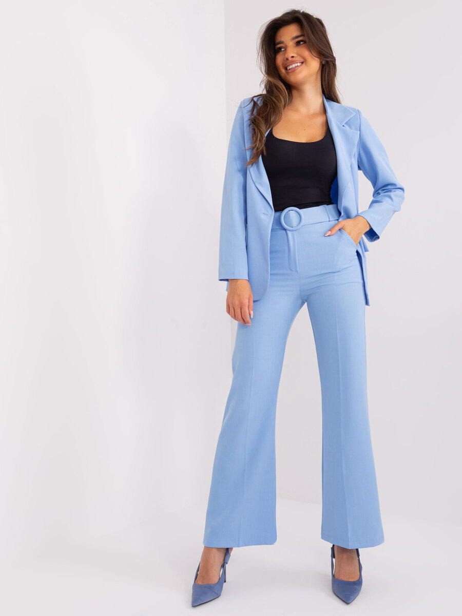Modré dámské kalhoty FPrice - Elegantní střih, S i523_2016103504541