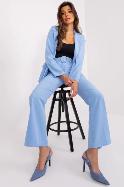 Modré dámské kalhoty FPrice - Elegantní střih