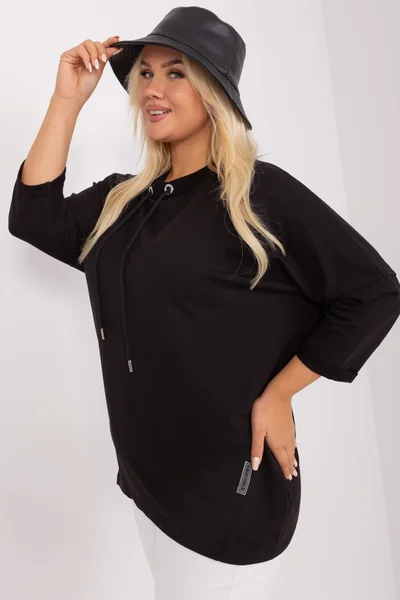 Černá volná plus size dámská halenka - Elegantní Černá