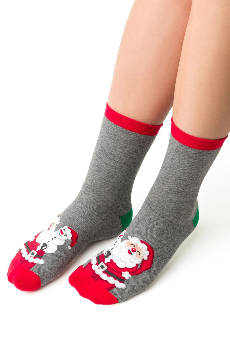 Chlupaté vánoční ponožky Steven - šedé froté, šedá 35/37 i41_9999930232_2:šedá_3:35/37_