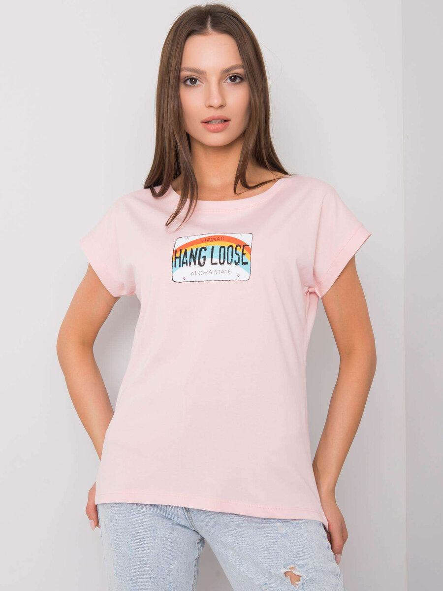 Světle růžové bavlněné dámské tričko FPrice, jedna velikost i523_2016102970026
