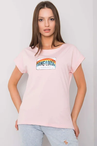 Světle růžové bavlněné dámské tričko FPrice