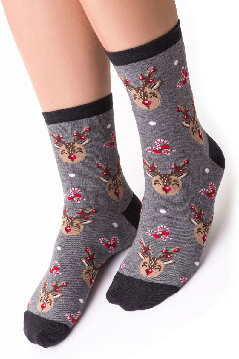 Chlupaté vánoční ponožky Steven - šedé froté, šedá 35/37 i41_9999930234_2:šedá_3:35/37_