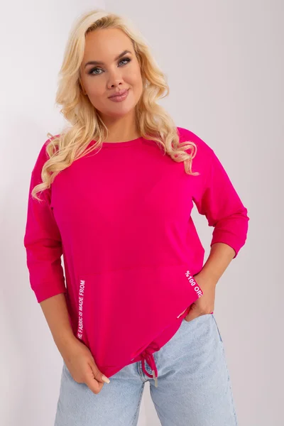 Růžová plus size dámská halenka s kapsou