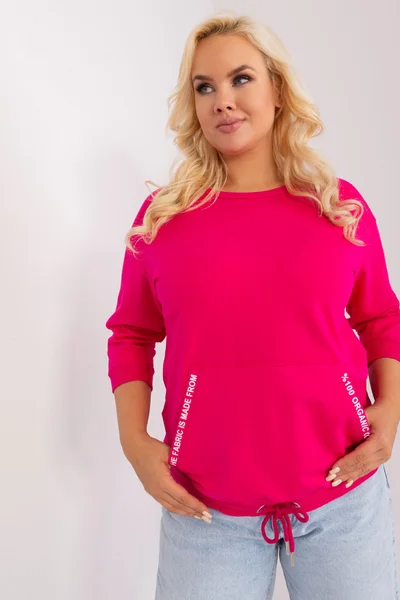 Růžová plus size dámská halenka s kapsou