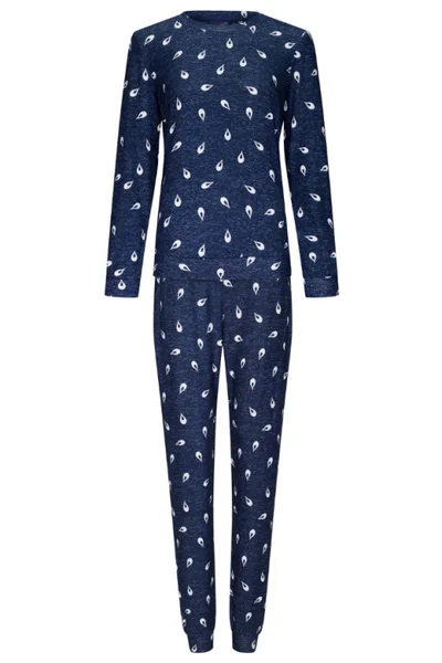 Modré pyžamo s potiskem pro ženy - Měkký sněhulák