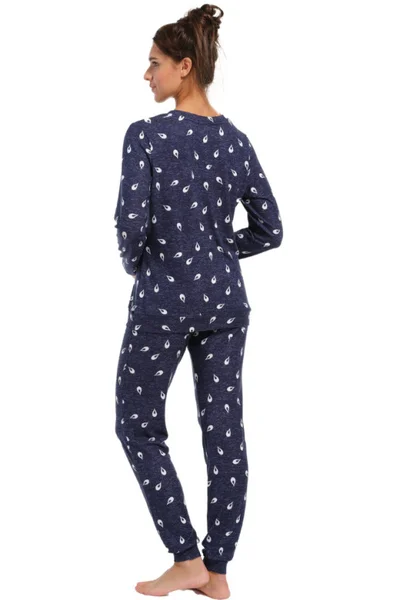 Modré pyžamo s potiskem pro ženy - Měkký sněhulák