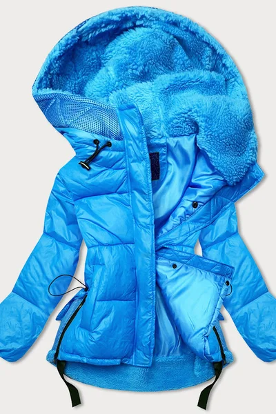 Zimní modrá bunda s kožíškem a kapucí od Ann Gissy