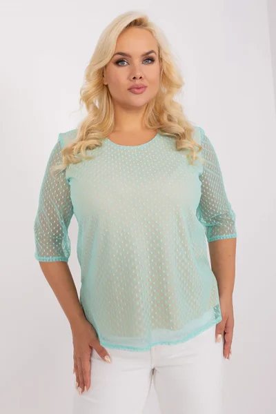 Zelenomátová dámská halenka plus size