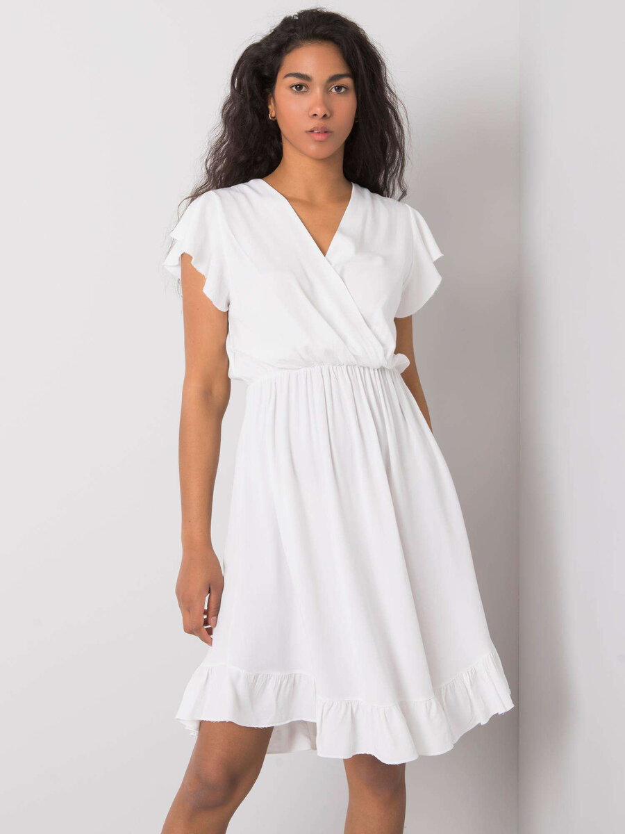Trojúhelníkové bílé dámské šaty OCH BELLA, bílá S i10_P66087_1:2021_2:92_