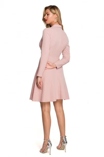 Růžové zavinovací šaty s límečkem Makover dámské