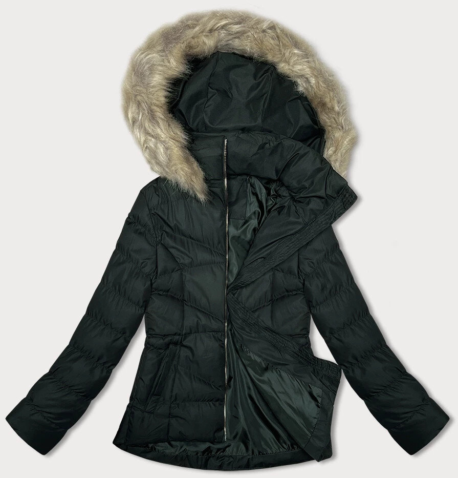 Zimní dámská prošívaná bunda s kapucí J.Style Army Green, odcienie zieleni S (36) i392_22972-46