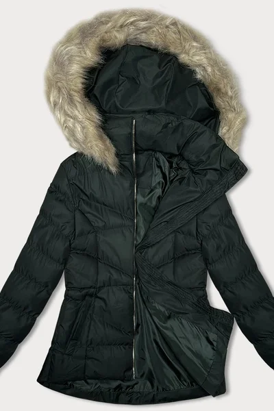 Zimní dámská prošívaná bunda s kapucí J.Style Army Green