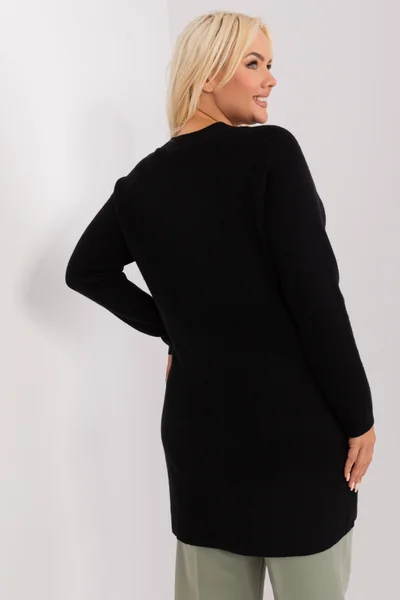 Černý plus size svetr s kapsami - PM-SW-PM-3732