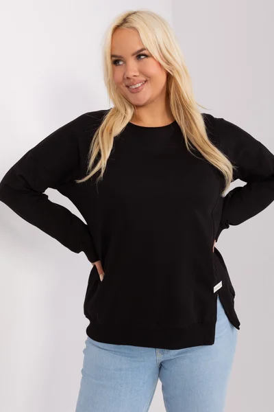 Černá plus size bavlněná dámská halenka pro ženy - Elegantní Černá