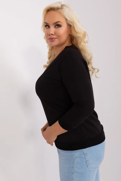 Černá bavlněná plus size dámská halenka - Elegantní Komfort