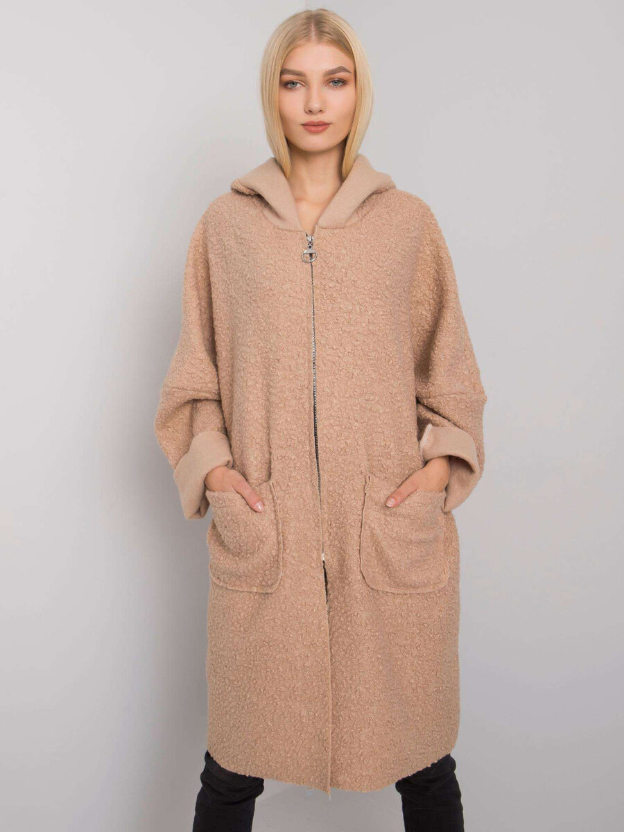 OCH BELLA Béžový dámský kabát s kapsami FPrice, jedna velikost i523_2016103062720