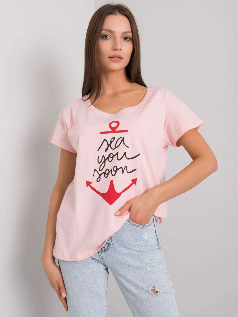 Dámské světle růžové tričko s nápisem FPrice, jedna velikost i523_2016102969938