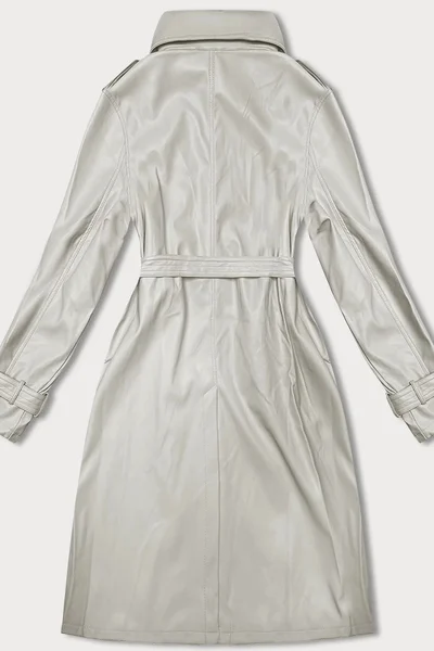 Volný dámský kabát z ekologické kůže J Style ve studené béžové barvě J.STYLE