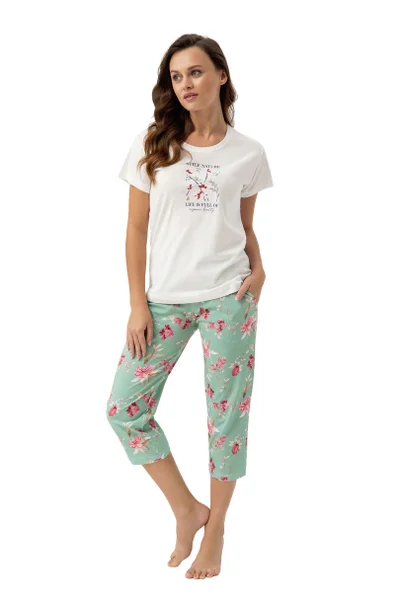 Krémové pyžamo pro ženy Luna 3XL s potiskem