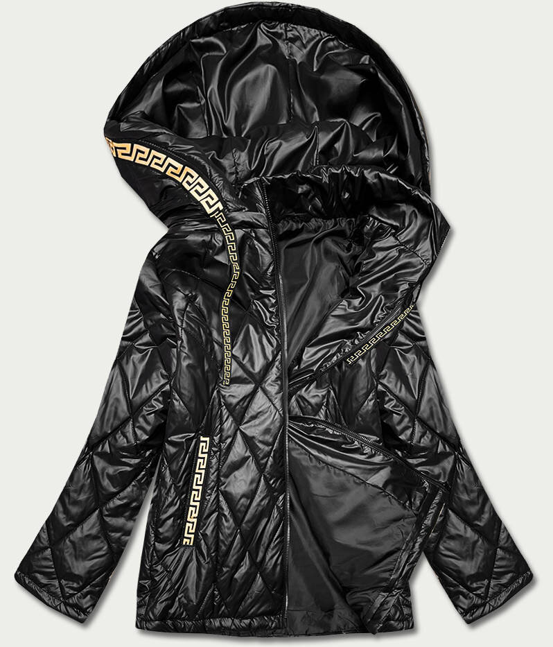 Černá bunda pro ženy s ozdobným lemováním S01 SWEST, odcienie czerni 52 i392_21516-29